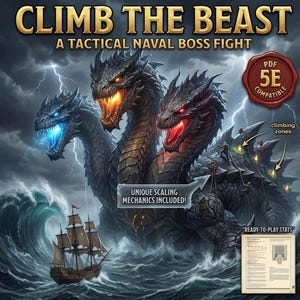 Climbable Sea Monster Boss Fight D&D 5e | Three-Headed Leviathan Naval Encounter (PDF)
