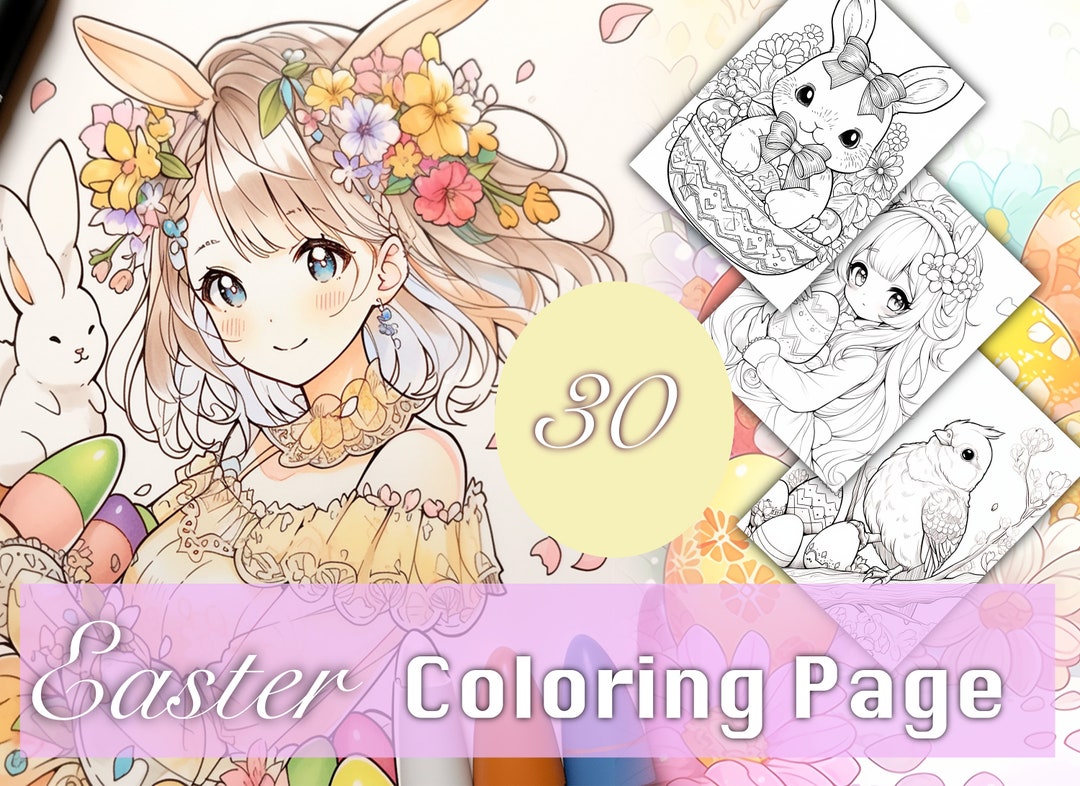 30 Easter Coloring Page, Anime Easter Coloring Page, Easter Spring