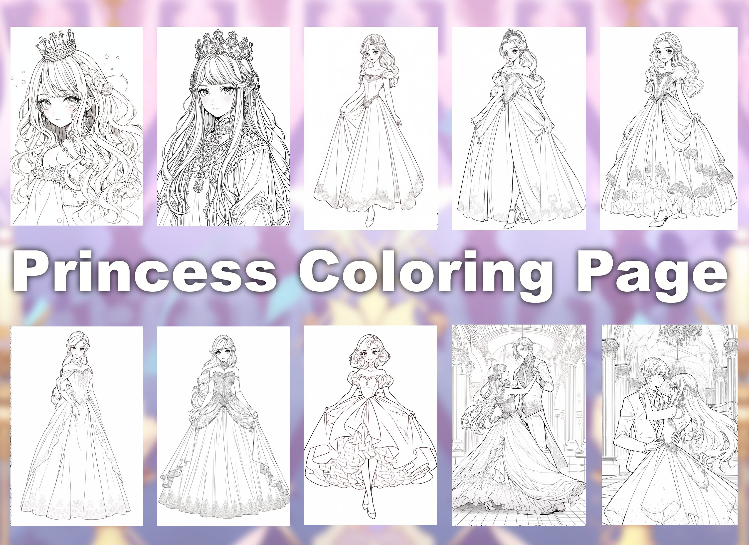 Princess Coloring Page, Anime Coloring Page, Anime Princess Color Page