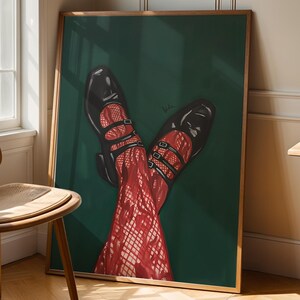 Smaragdgroen schilderij, vintage stijl, figuratieve abstracte muurdecoratie, digitaal printbaar.