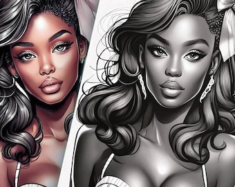 100+pages!! Coloring Vintage DIGITAL DOWNLOAD Retro Printable coloring pages Black women Coloring gift Black girls book bundle Pin up girls.
