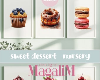 Sweet candy prints PRINTABLE Sweet dessert wall art DIGITAL DOWNLOAD Girl room decor Candy prints Watercolor Baby room painting Minimalistic