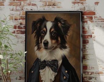 Impresión de pastor americano DESCARGA DIGITAL Perro IMPRIMIBLE arte de pared Impresiones divertidas Retrato de mascota Pintura de perro Regalo para amantes de los perros Póster de perro Animal