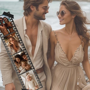 Regalo di nozze personalizzato, anniversario, collage fotografico personalizzato con pellicola per macchina fotografica d'epoca, biglietto da DOWNLOAD DIGITALE, stampabile, arte murale, coppia.