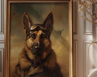 Impresión de pastor alemán DESCARGA DIGITAL Arte de pared para imprimir perros Impresiones divertidas Retratos de mascotas Pintura de perros Regalo para amantes de los perros Póster de perro Animal.