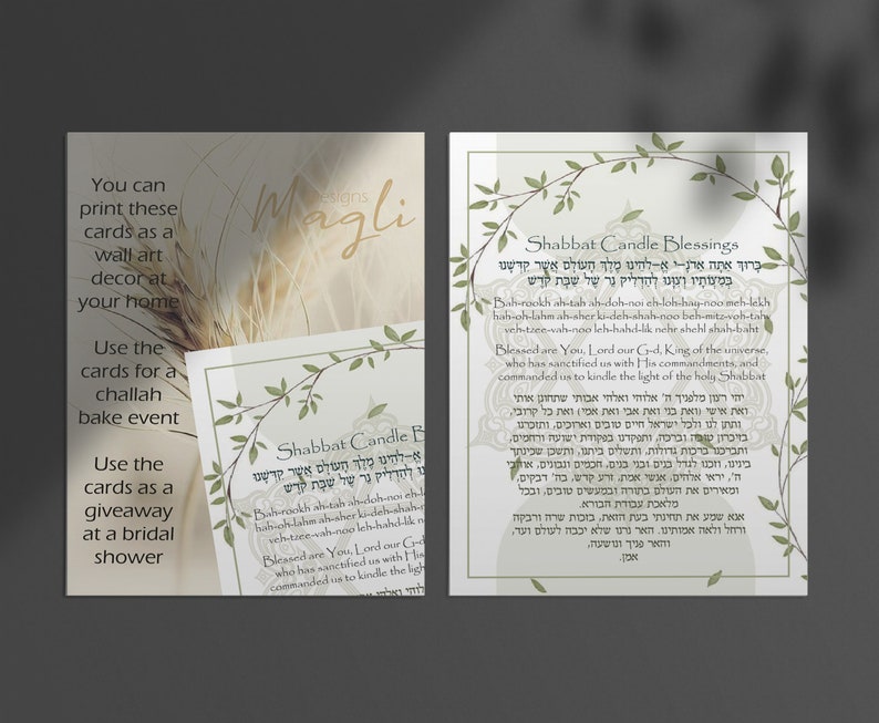 Jewish Shabbat Candle Lighting Blessing English&hebrew Etsy