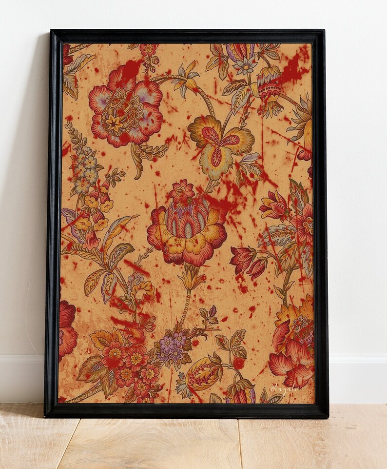 Vintage Wall Art Flowers Printable Wall Poster Rustic Distressed Floral