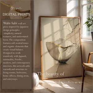 kintsugi Print Golden line abstract Wabi sabi style painting delicate Art flowing golden cracks Japandi wall art decor for minimalistic home