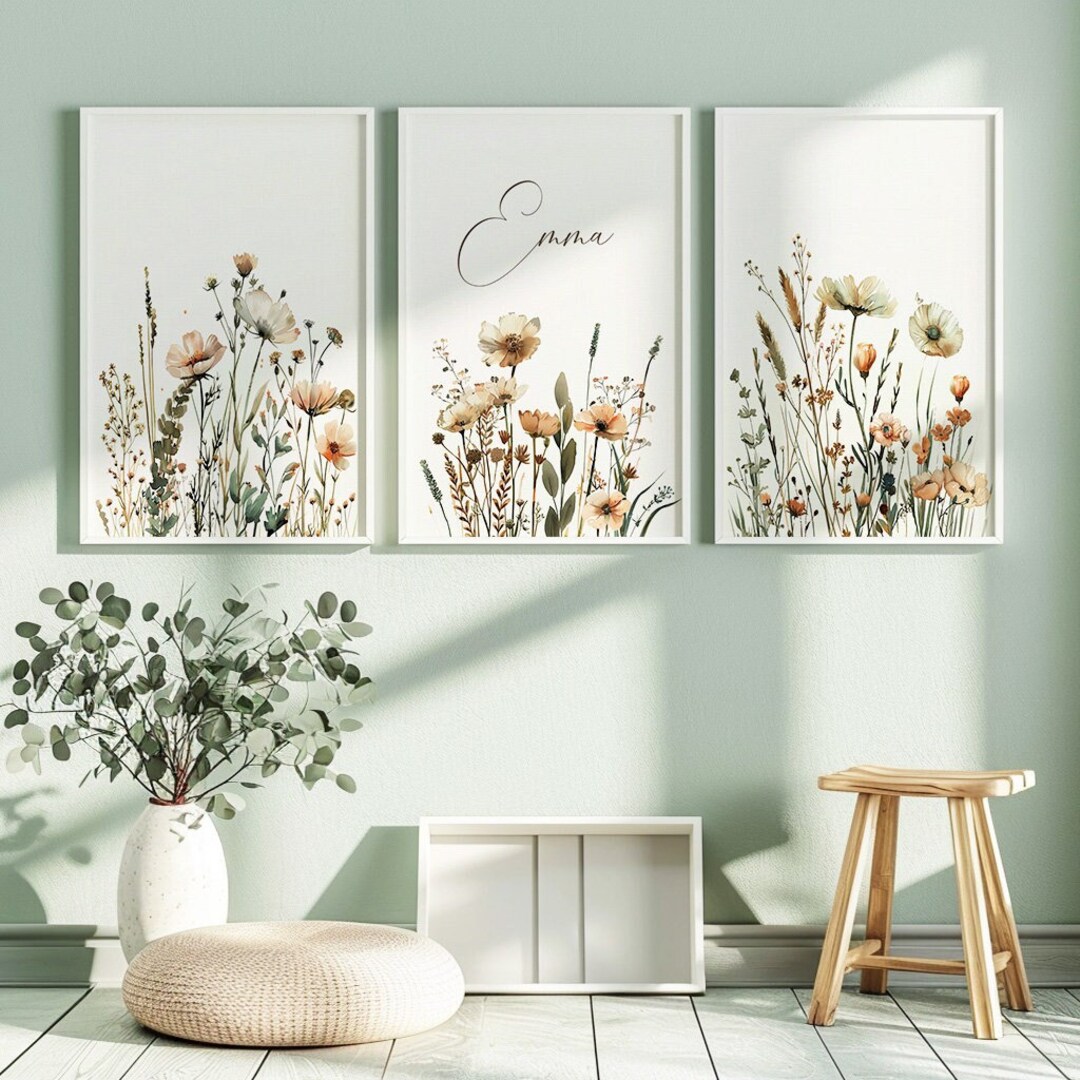 Wildflowers Custom Wall Art DIGITAL DOWNLOAD Boho Girl Nursery Set ...