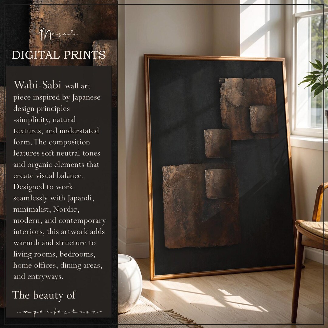 Abstract Painting Wabi Sabi Minimalist Wall Art Japandi Decor Black ...
