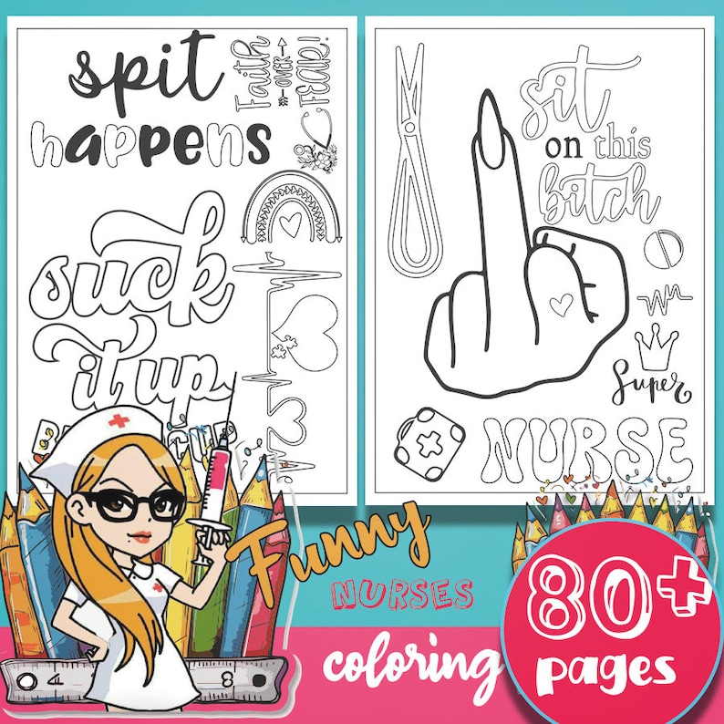 Nurse Gift Coloring Pages Nurses DIGITAL DOWNLOAD Coloring Book for ...