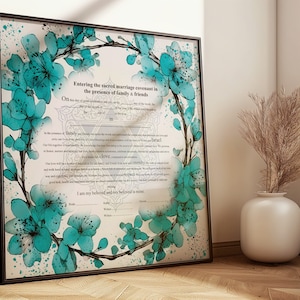 Ketubah PRINTABLE Jewish marriage certificate Gift for Jewish wedding DIGITAL DOWNLOAD Ketubah Watercolor cherry blossom Modern text Ketubah