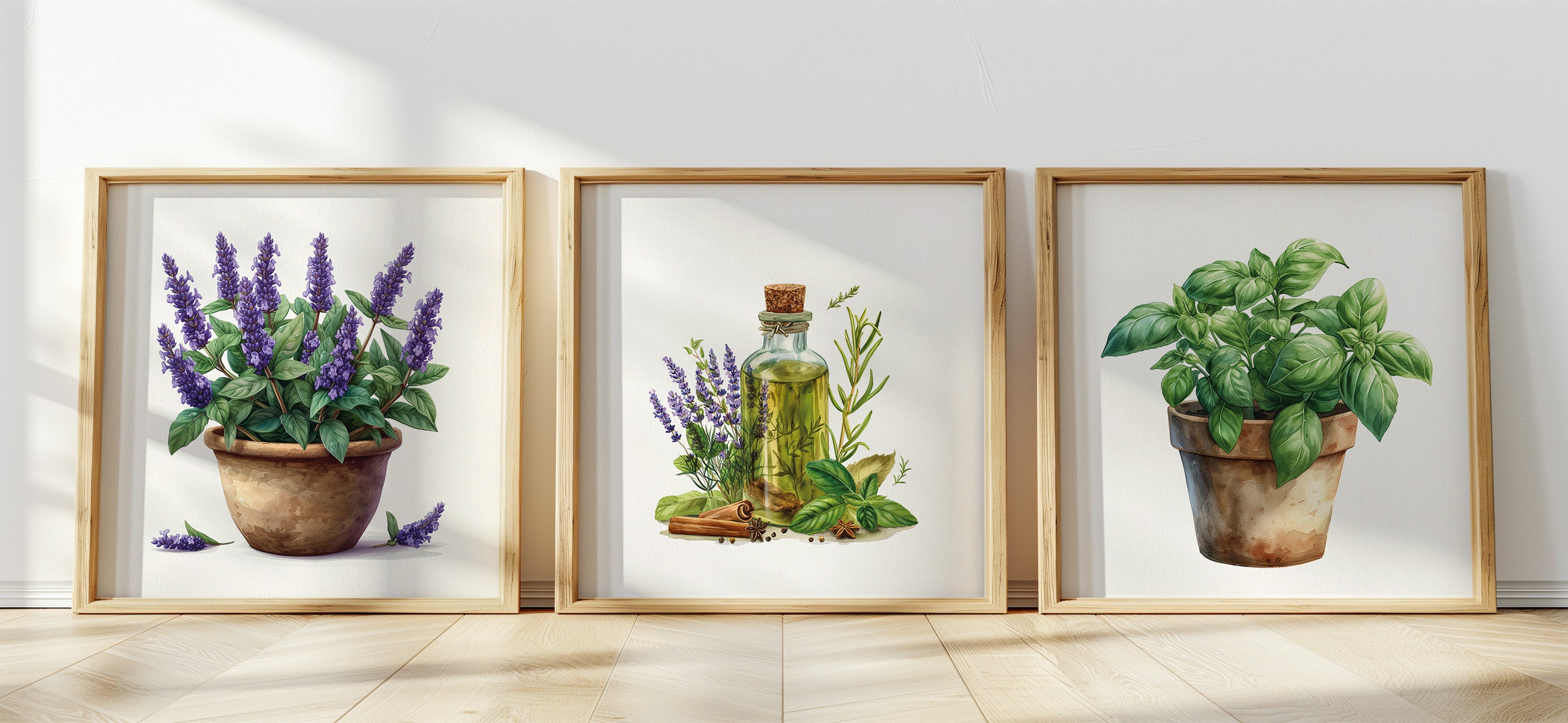 Wall Art Kitchen Set PRINTABLE Basil Set of 3 Print DIGITAL DOWNLOAD ...