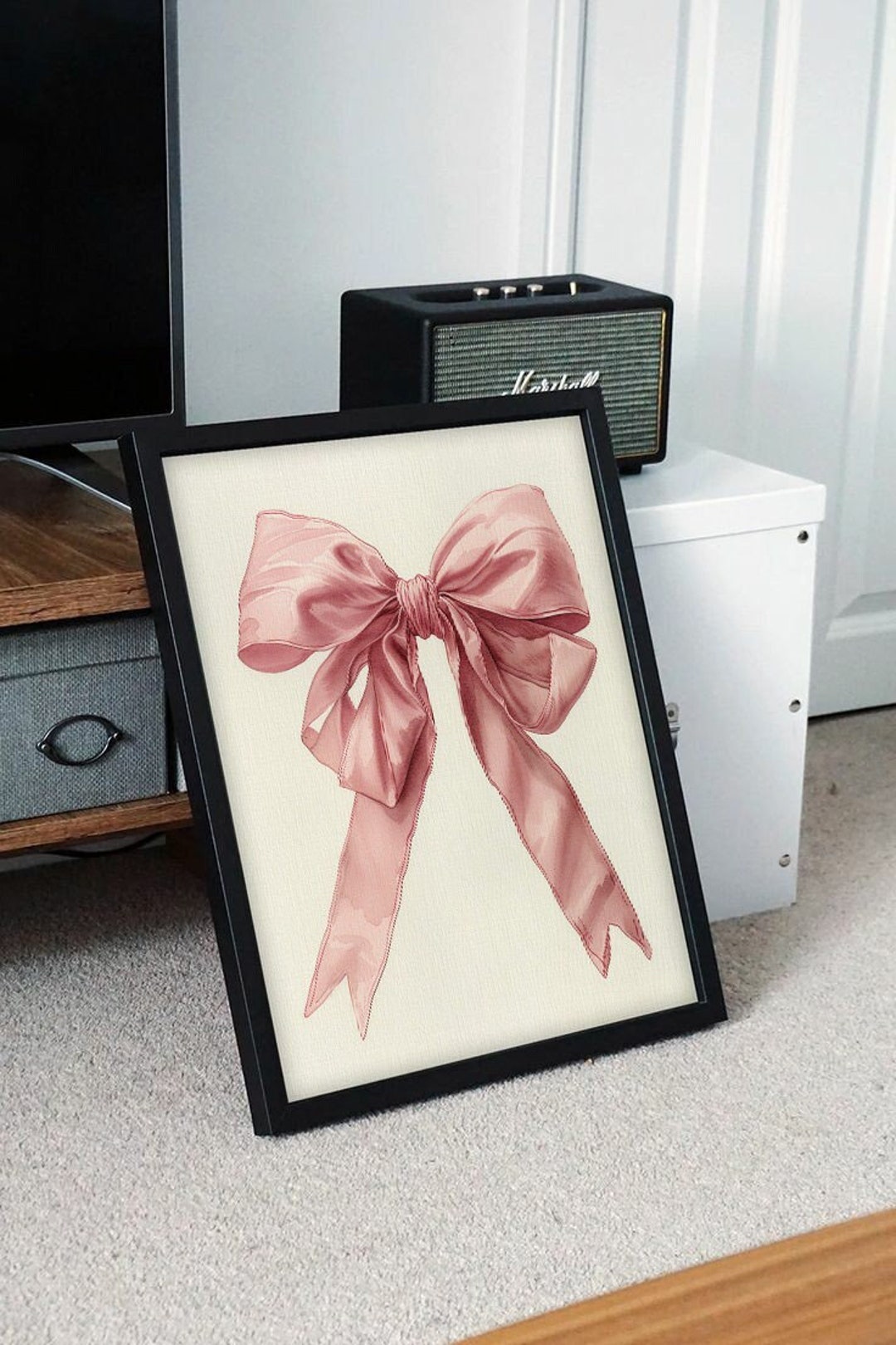 Bow Print DIGITAL DOWNLOAD Coquette Home Decor PRINTABLE Girl Room ...