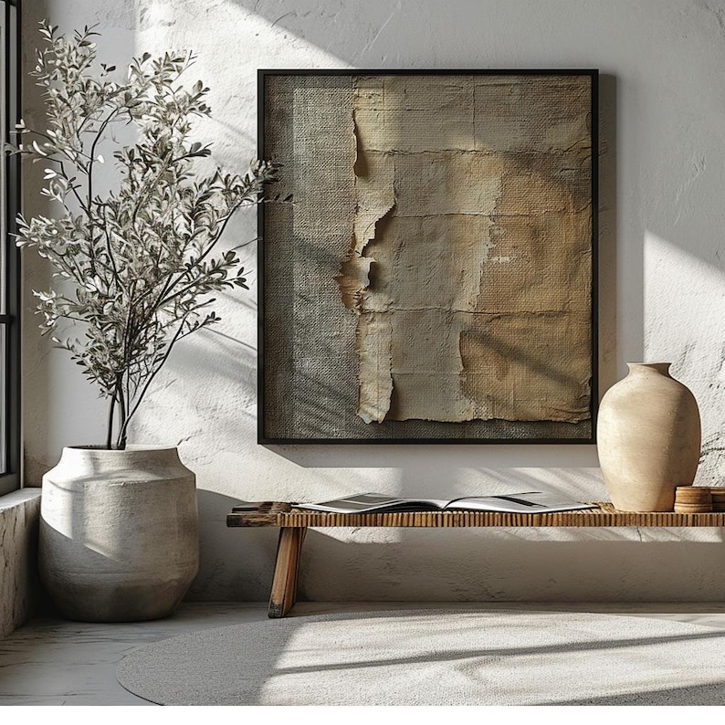 Wabi Sabi Style Japandi Minimalistic Art Neutral Textured Abstract ...