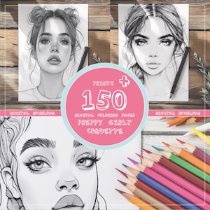 Coloring pages PRINTABLE Preppy coloring book DIGITAL download Birthday gift for girls OVER 150 pages! Girly Whimsical Floral Boho Fashion..