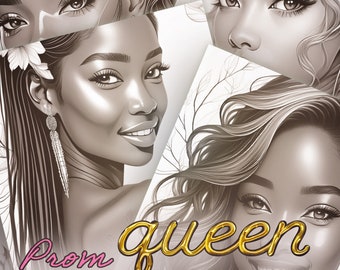 400+pages!! Coloring book DIGITAL DOWNLOAD Prom queen PRINTABLE coloring pages Black woman Coloring gift Black girls color bundle Teen gift.