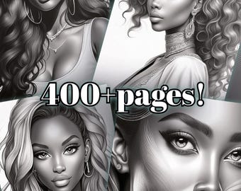400+pages!! Coloring party DIGITAL DOWNLOAD Black gold Printable coloring pages Black woman Coloring book gift Black girls Coloring bundle.