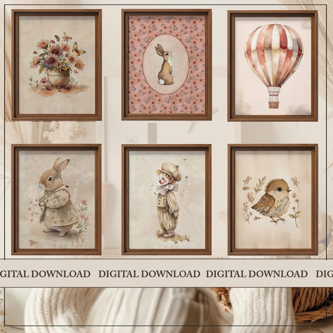 Vintage Nursery Bundle DIGITAL DOWNLOAD Baby Room Decor Gallery Wall ...