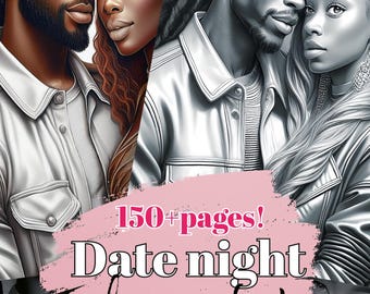 150+pages!! Coloring Grayscale DIGITAL DOWNLOAD Love Printable coloring pages Black couples book  Gift Black girls book bundle Print woman.