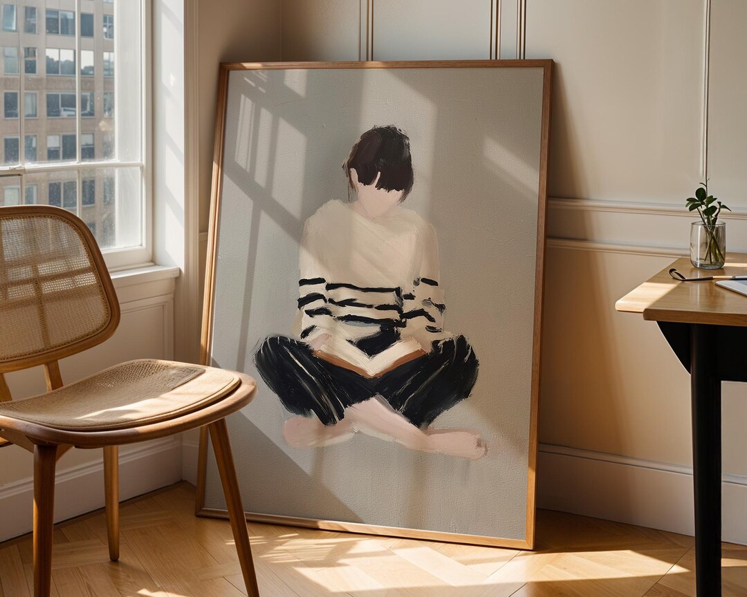 Wabi Sabi Woman Abstract Painting Portrait Wall Art: Minimalist Japandi ...
