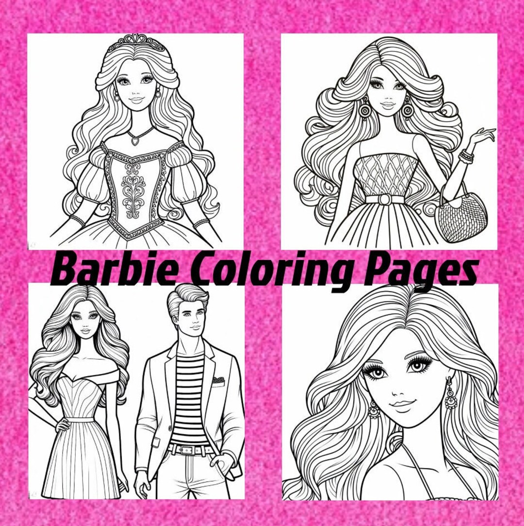 54 Barbie Coloring Pages, Printable Coloring Book for Kids - Etsy