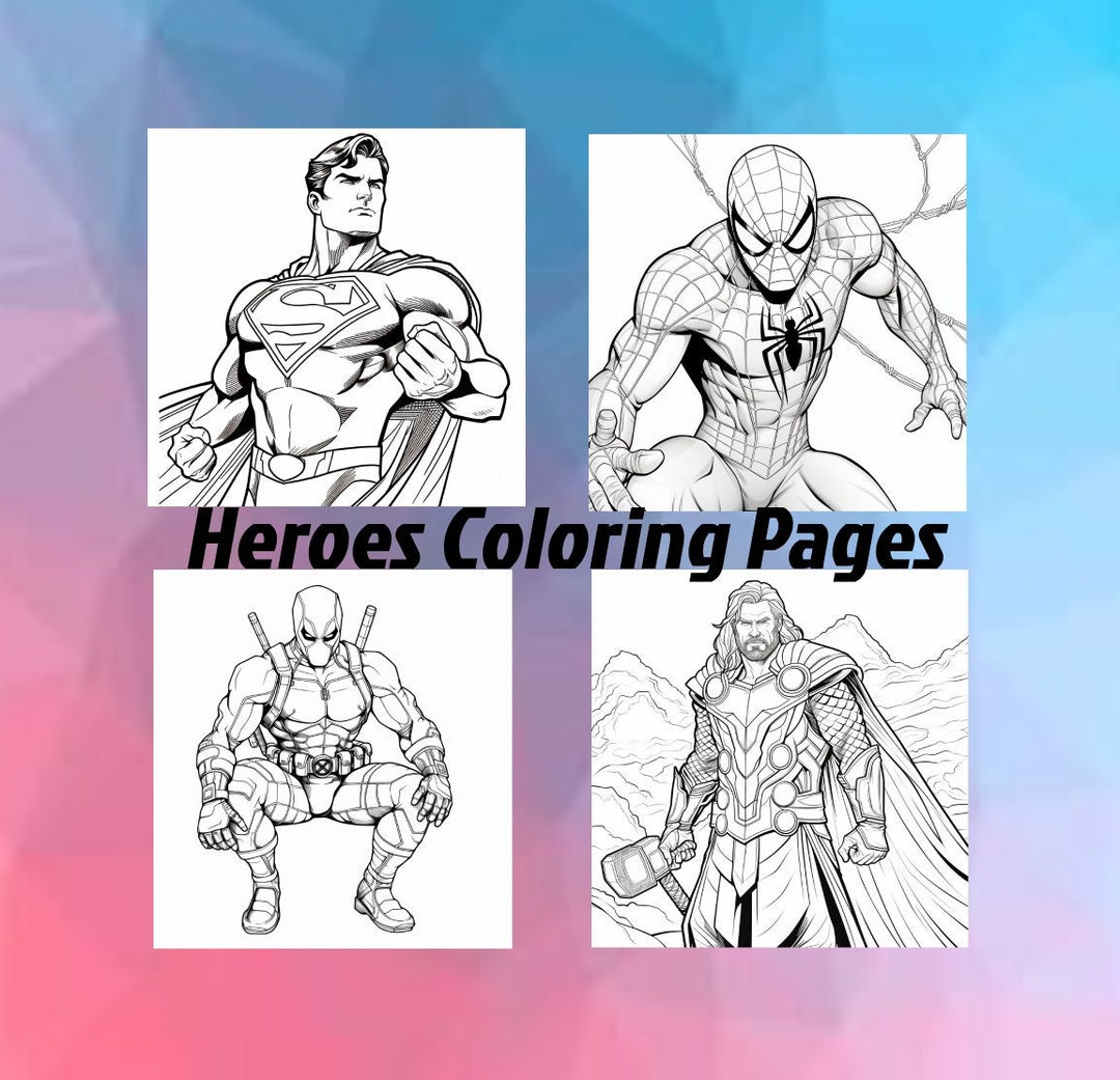 104 Marvel &amp; DC Superheroes Coloring Pages Printable Coloring - Etsy