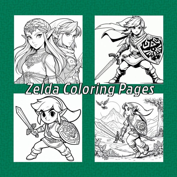 60 pages à colorier de The Legend of Zelda, livre de coloriage à imprimer pour enfants et adultes