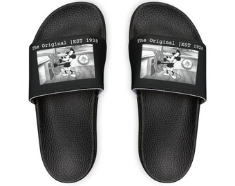 Kids PU Slide Sandals Steamboat Willie (Mickey Mouse)