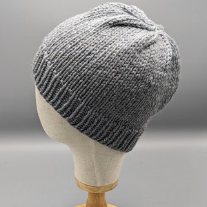 Hand Knit/Hand Made Thick Men/Women Unisex Wool  Beanie Hat USA Made Gray Grey Ideal for holiday birthday gifting