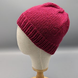 Hand Knit/Hand Made Thick Men/Women Unisex Wool  Beanie Hat USA Pink Ideal for holiday birthday gifting