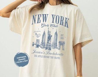 Personalized New York Bachelorette Party Shirts Custom NYC Bridal Party Tshirt Luxury Social Club Matching Tee NY City Bach Bridesmaid Gifts