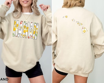 Hawaii Sweatshirt Women's Floral Crewneck Hawaiian Pride Shirt HI Home State Pullover Aloha Apparel Hawaii State Flower, HI Souvenir, Gift