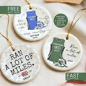 Personalized Cross Country Ornament, Custom Running Keepsake, Ran a lot of Miles Ornament, Gift for Marathon Runner, Track Senior Night Gift