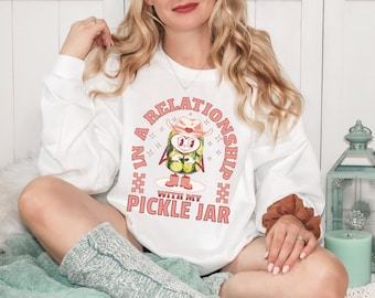 Vintage Pickle Jar Sweatshirt Funny Canned Pickle Sweater Retro Mascot Cute Pickle Lovers Shirt Emotional Pickle Gifts Dill Pickle Shirt