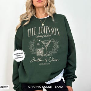 Personalized Wedding Weekend Sweatshirts Custom Location Bridal Party Crewneck Cocktail Social Club Matching Pullover Guest Gifts for Couple