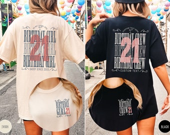 Personalized 21st Birthday T-shirt for Group Custom B-Day Matching Shirts Girls 21st Birthday Party Gift for Her Legal Era Birthday Crew Tee