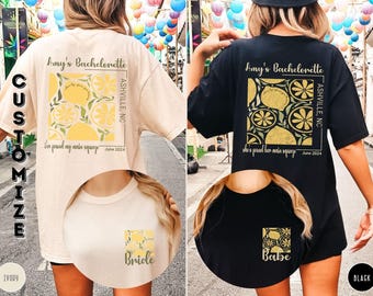 Custom Bachelorette Shirts Lemon Themed Bach Party Shirts Main Squeeze Bridesmaid Tshirts Bridal Party Matching T shirts Girls Trip Gifts