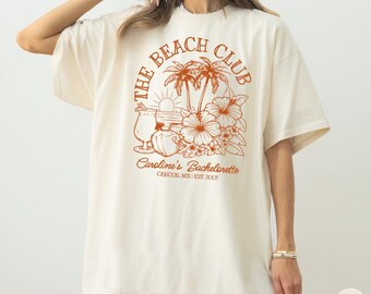 Custom Beach Bachelorette Shirt Tropical Bach Party T-shirts Coastal Bridal Party Gifts Personalized Matching Tee Tropical Girls Trip Tshirt