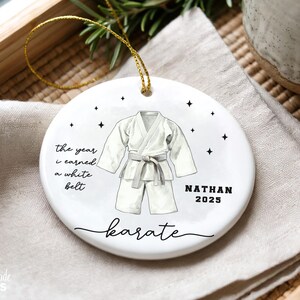 Custom Karate Ornament Personalized Martial Arts Christmas Ornament Black Belt Gift for Kids Karate Keepsake Taekwondo Belt Rank Gift Xmas image 15