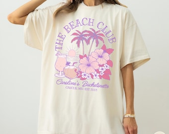 Custom Beach Bachelorette Shirt, Tropical Bach Party T-shirts, Coastal Bridal Party Gifts, Personalized Girls Trip Tshirt, Matching Tees