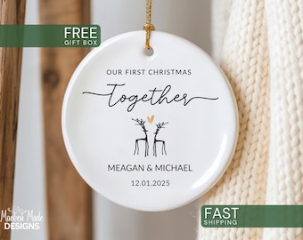 Personalized Couples Christmas Ornament, Our First Christmas Together Ornament, Custom Couples Keepsake, Married Ornament Modern Xmas Gift