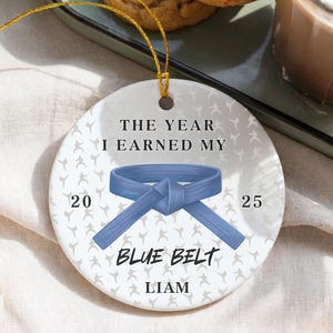 Custom Karate Ornament Personalized Martial Arts Christmas Ornament Black Belt Gift for Kids Karate Keepsake Taekwondo Belt Rank Gift Xmas image 12