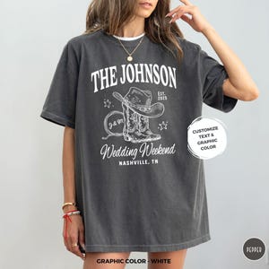 Personalized Western Wedding Shirts Custom Location Bridal Party Tshirt Luxury Wedding Merch Cowboy Boots Tee Bride Groom Shirt Guest Gifts