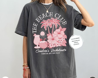 Custom Beach Bachelorette Shirt, Tropical Bach Party T-shirts, Coastal Bridal Party Gifts, Personalized Girls Trip Tshirt, Matching Tees