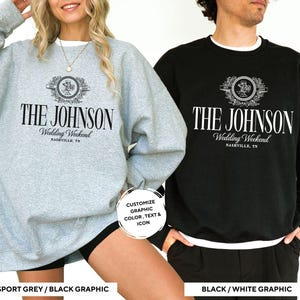 Personalized Wedding Weekend Sweatshirts Custom Location Bridal Party Crewneck Luxury Social Club Matching Pullover Guest Gifts for Couple