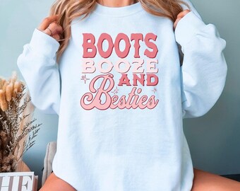 Country Western Girls Trip Sweatshirt, Western Bachelorette Crewneck, Bach Group Pullovers, Friendship Gifts, Vacation Sweater, Boots Booze