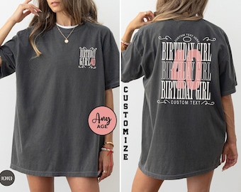 Custom 40th Birthday T-shirt for Women Personalized B-Day Matching Group Shirts 40 th Birthday Gift for Girls Forties Era Birthday Crew Tee