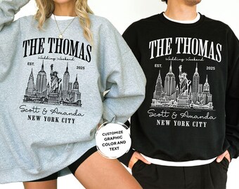 Personalized New York City Wedding Sweatshirt Custom NYC Bridal Party Crewneck Luxury Social Club Sweatshirt  Guest Gifts Matching Pullover
