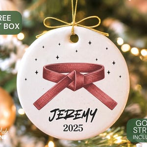 Custom Karate Ornament Personalized Martial Arts Christmas Ornament Black Belt Gift for Kids Karate Keepsake Taekwondo Belt Rank Gift Xmas image 10